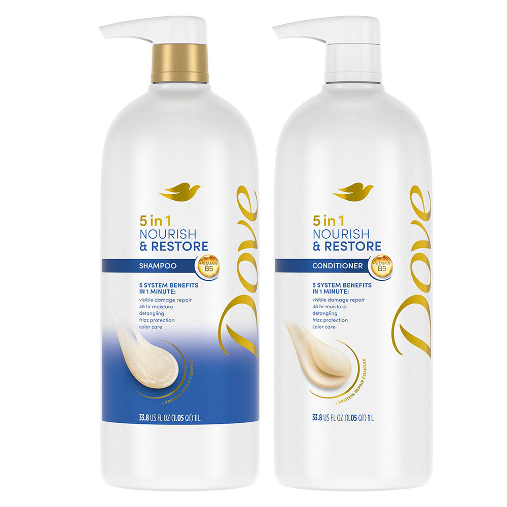Cặp Dầu Gội Xả Dove Nourish & Restore 5in1 (1L)