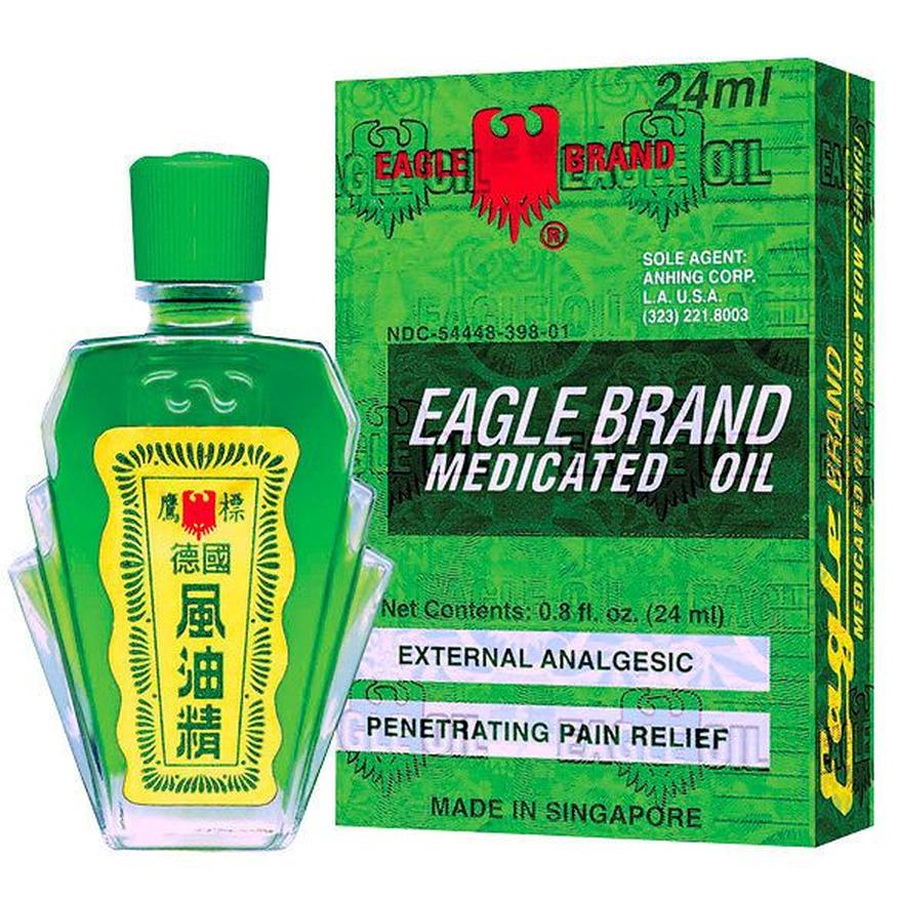 Dầu Gió Xanh Con Ó Eagle Brand 2 Nắp 24ml - Singapore Xuất Mỹ