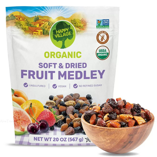 Trái cây sấy khô tự nhiên Happy Village Organic Soft & Dried Fruit Medley 567g