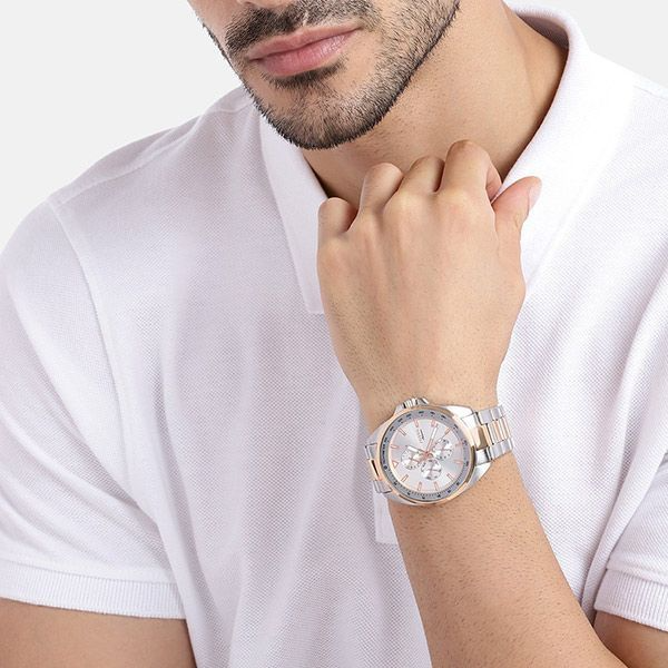 Cặp Đông Hồ Fossil Multifunction Two-Tone Stainless Steel