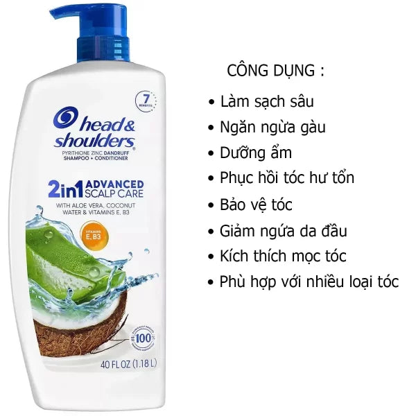 Dầu Gội Xả Head & Shoulders 2in1 (1.18L)
