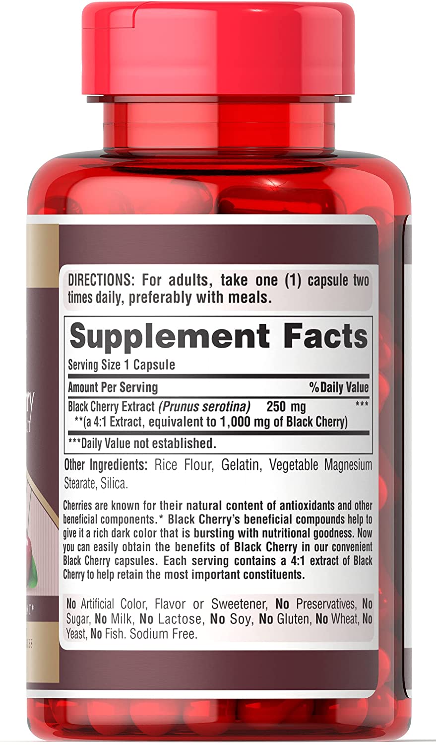 Viên Uống Hỗ Trợ Bệnh Gout Puritan's Pride Black Cherry 1000 mg, 100 Viên