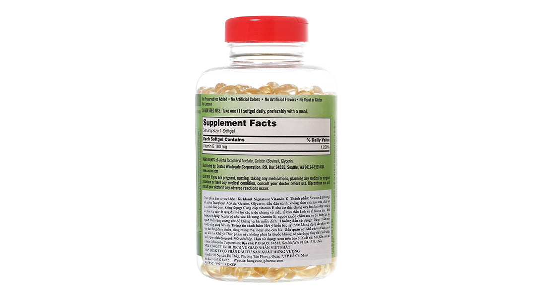 Viên Uống Kirkland Signature Vitamin E 180mg (400 IU) 500v