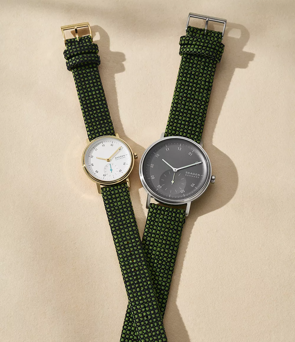 Cặp đồng hồ cặp SkagenKuppel Lille Two-Hand Sub-Second Green Kvadrat Wool