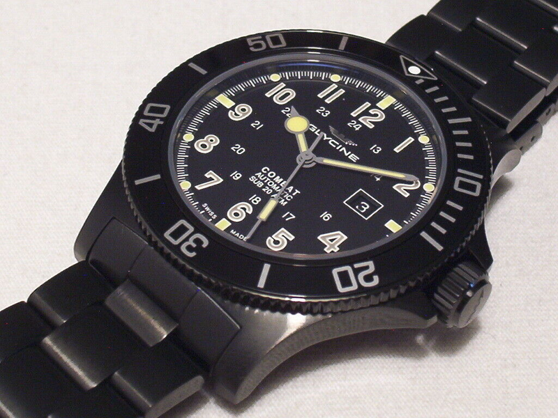 Đồng hồ nam Glycine Combat SUB Automatic Black Dial