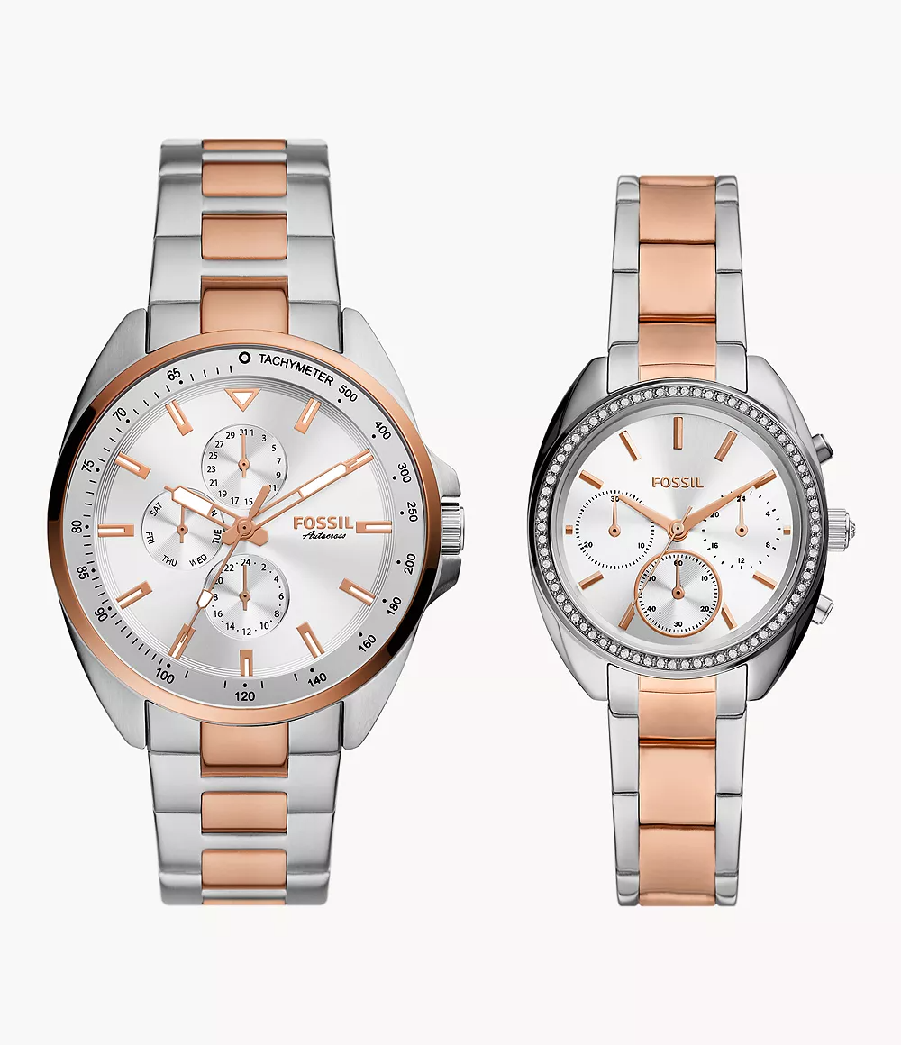 Cặp đông hồ Fossil Multifunction Two-Tone Stainless Steel