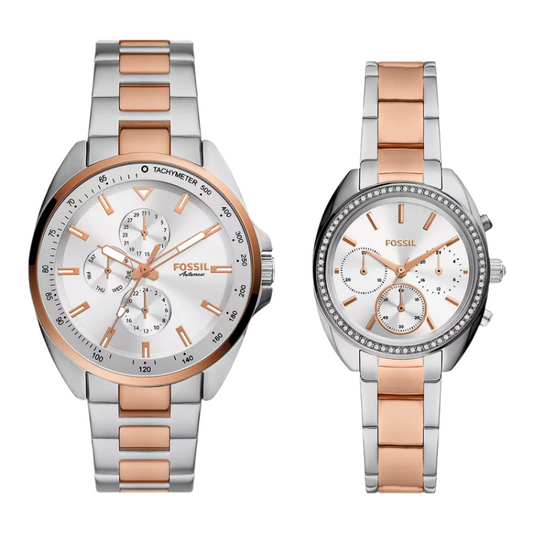 Cặp đông hồ Fossil Multifunction Two-Tone Stainless Steel