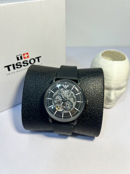 Đồng Hồ Nam Emporio Armani Aviator Automatic Black Skeleton Dial