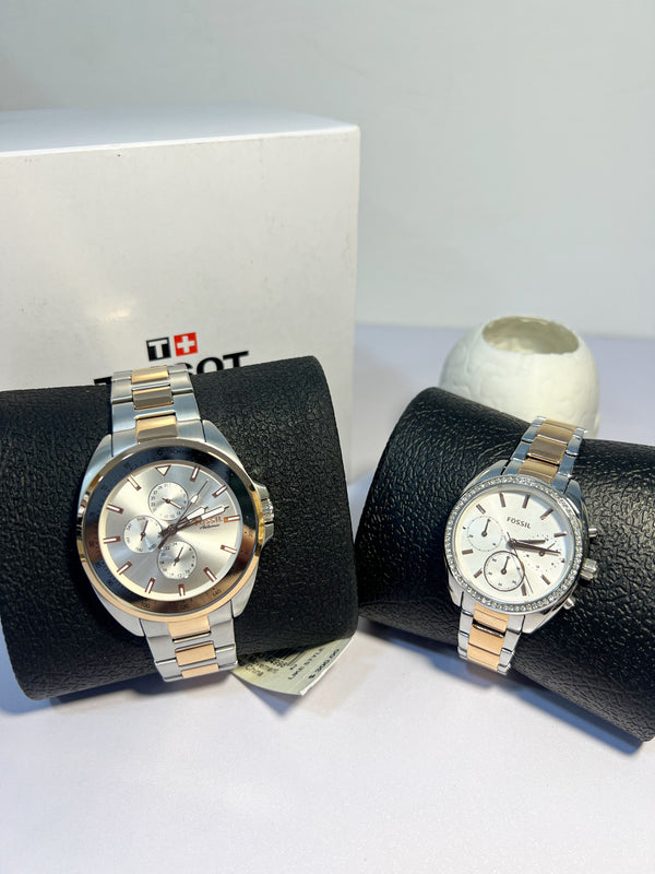 Cặp đông hồ Fossil Multifunction Two-Tone Stainless Steel