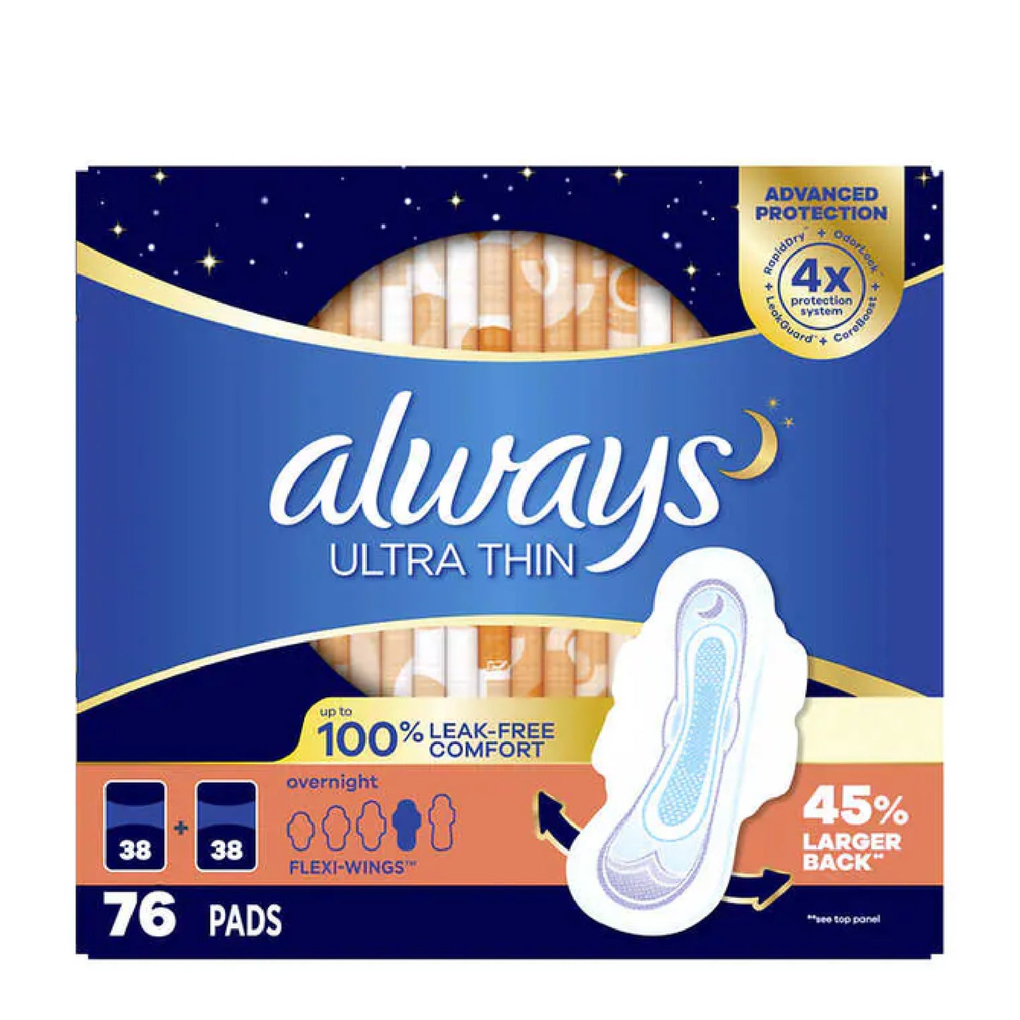 Băng Vệ Sinh Ban Đêm Always Ultra Thin Có Cánh-Size 4(76 miếng)