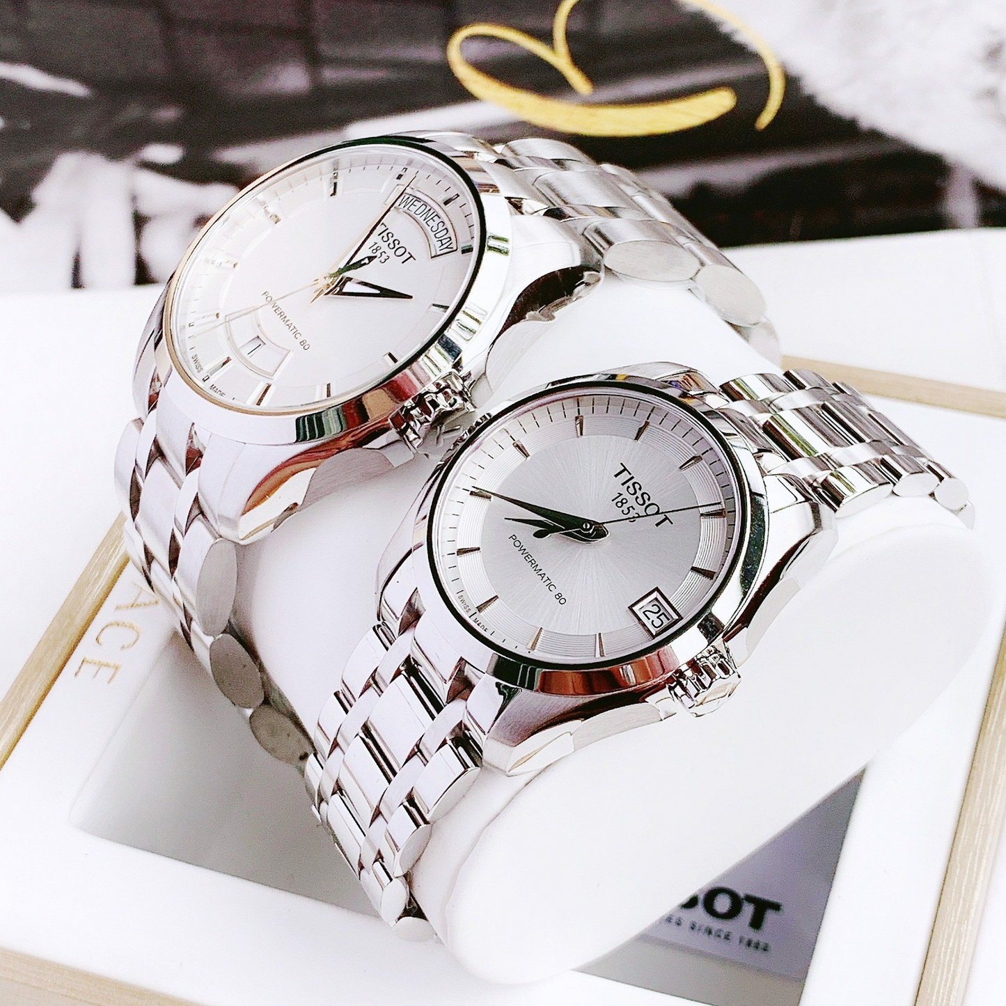 Cặp đồng hồ Tissot Couturier Automatic Silver