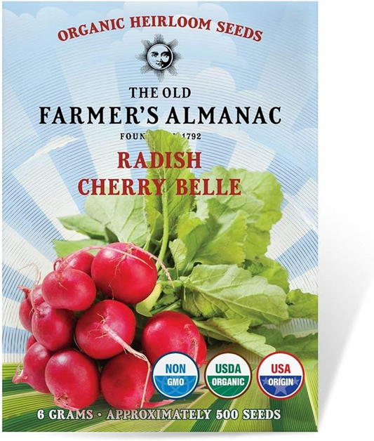 Hạt giống củ cải hữu cơ The Old Farmer's Almanac Organic Radish (Cherry Belle) 400 hạt