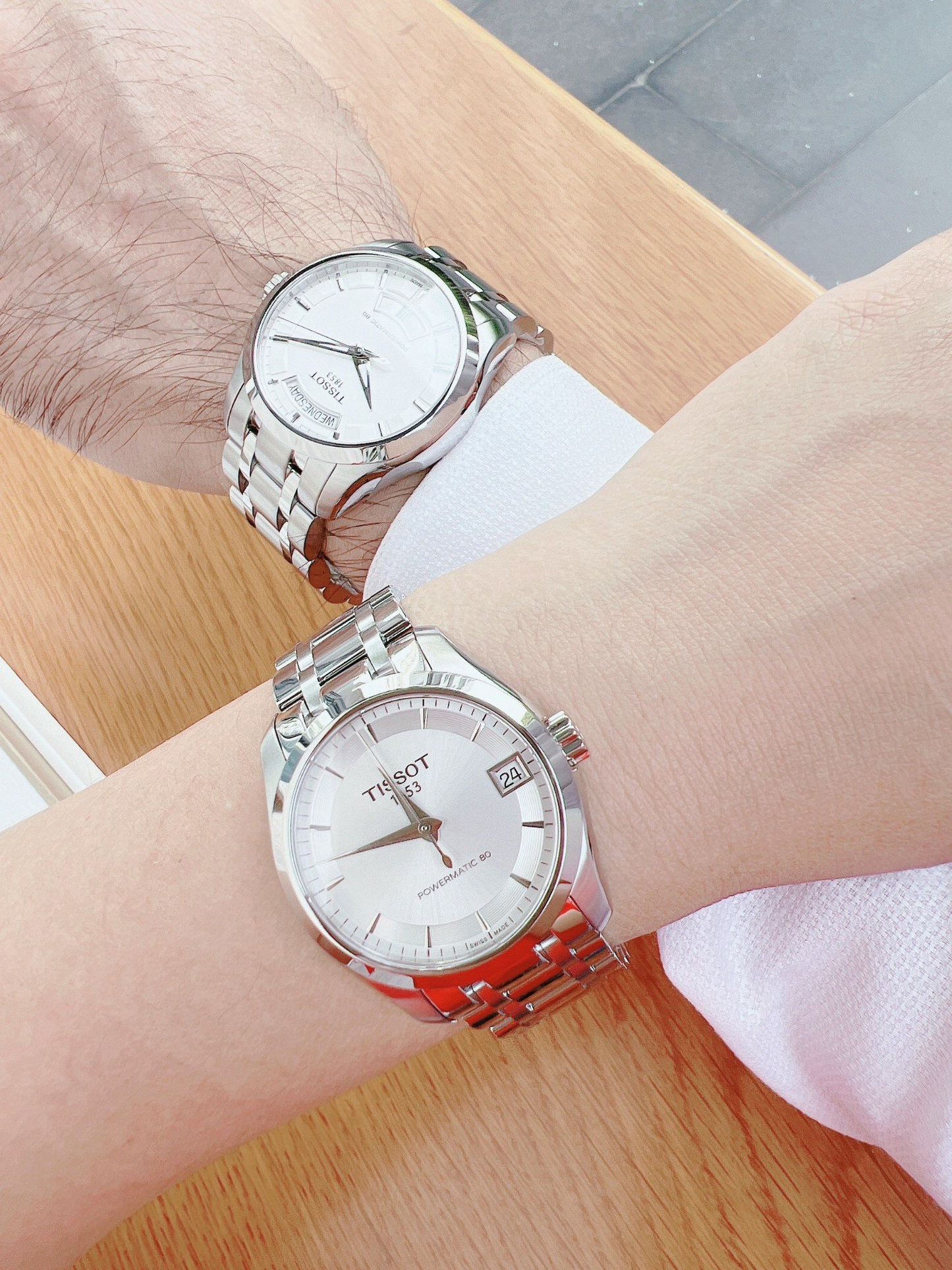 Cặp đồng hồ Tissot Couturier Automatic Silver