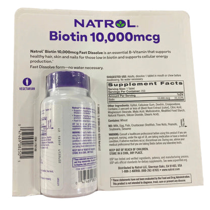 Viên Natrol Biotin 10000mcg(250 viên)