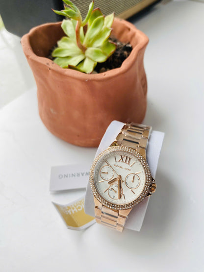 Đồng Hồ Nữ MK Camille Mặt Trắng Pha Lê