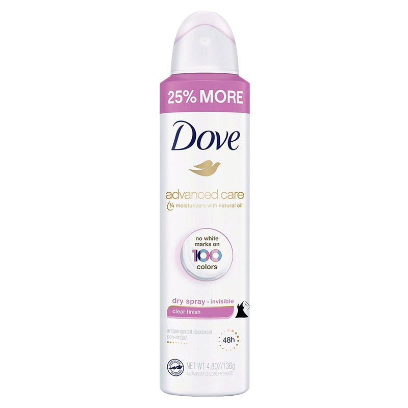 Xịt khử mùi Dove Advanced Care - Clear Finish, 136g