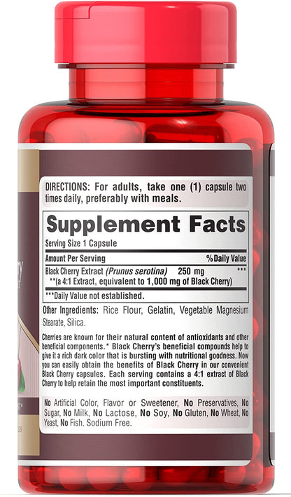 Viên Uống Hỗ Trợ Bệnh Gout Puritan's Pride Black Cherry 1000 mg, 100 Viên