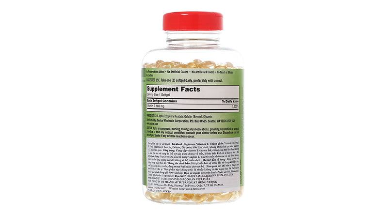 Viên uống Kirkland Signature Vitamin E 180 mg (400 IU) 500 viên
