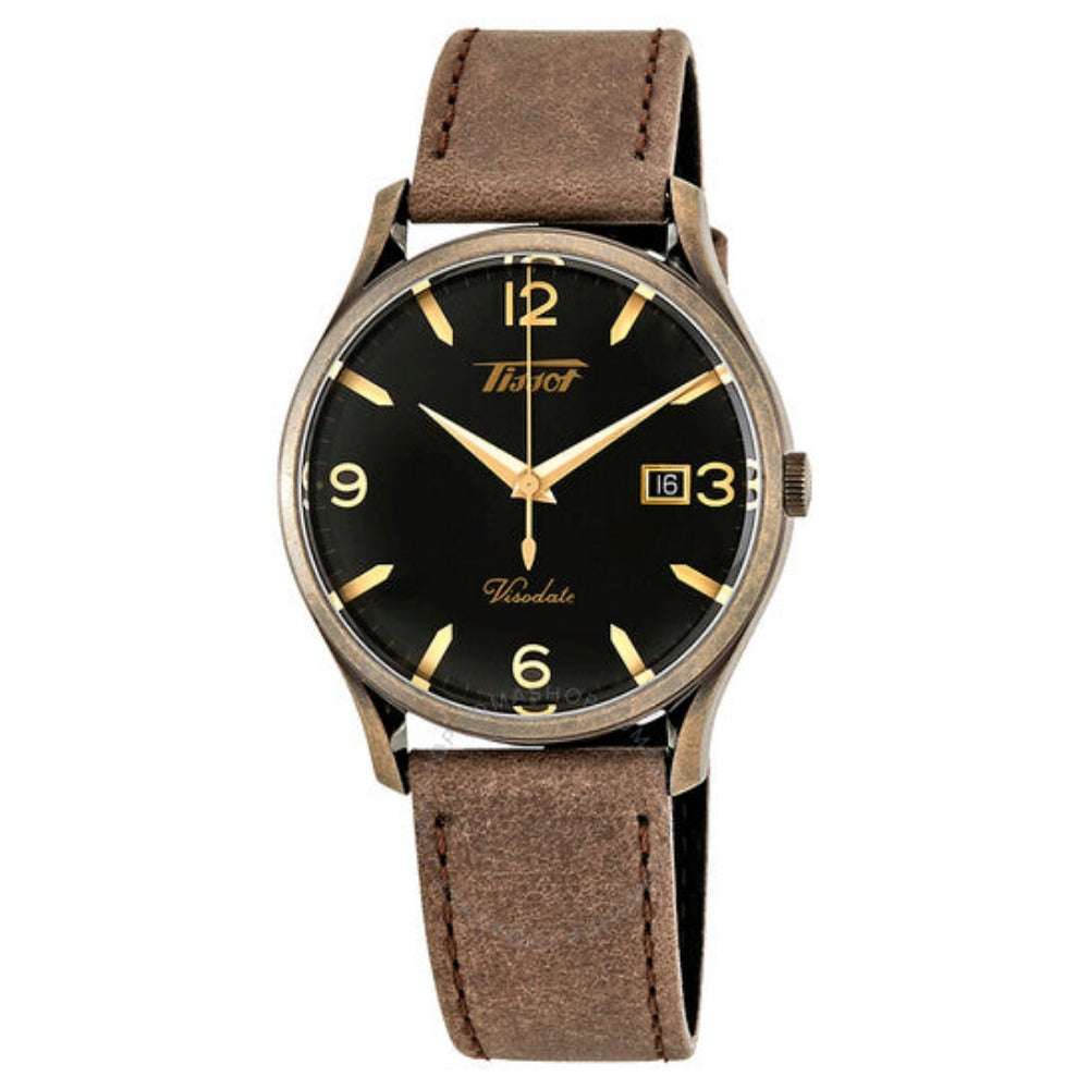 Đồng hồ nam TISSOT Heritage Visodate Black Dial Brown Leather T1184103605700