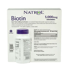 Load image into Gallery viewer, Viên ngậm hương dâu Natrol Biotin Beauty 5000mcg Extra Strength
